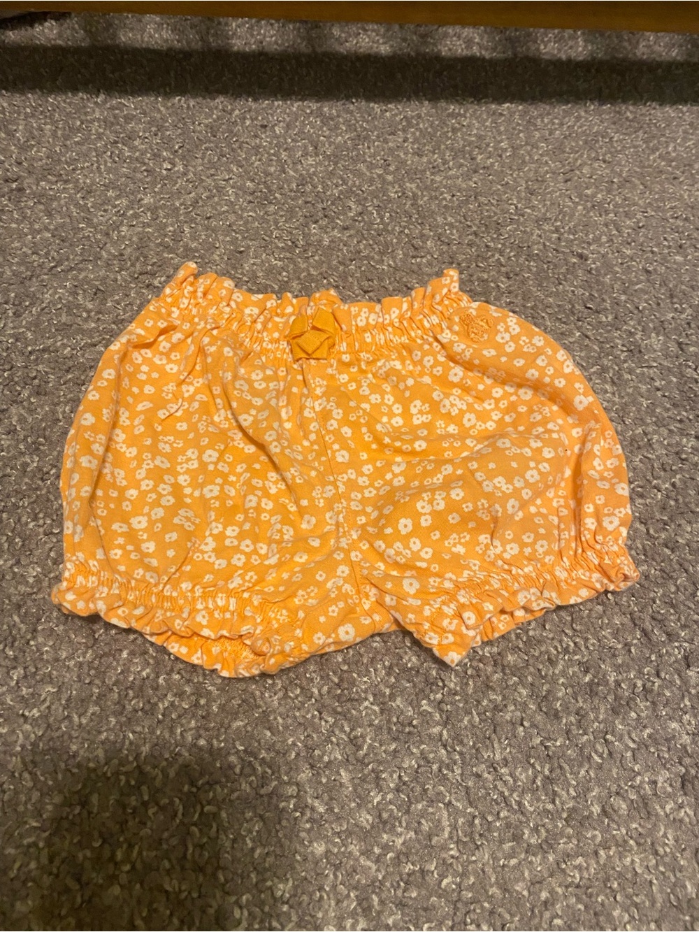 GAP - Girls Orange Floral Bubble Shorts with Ruffle Trim